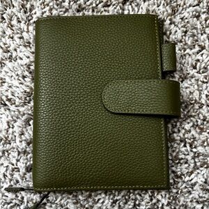 Moterm Personal Wide grainy leather khaki green Planner Wallet